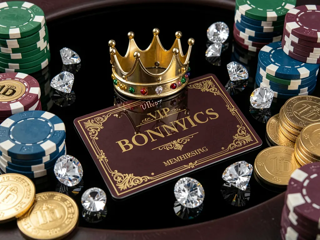 Konsep bonus kasino VIP RR899 yang menampilkan mahkota emas, kartu keanggotaan mewah, chip poker, berlian, dan koin yang disusun di atas meja hitam mengilap dalam gaya premium yang elegan